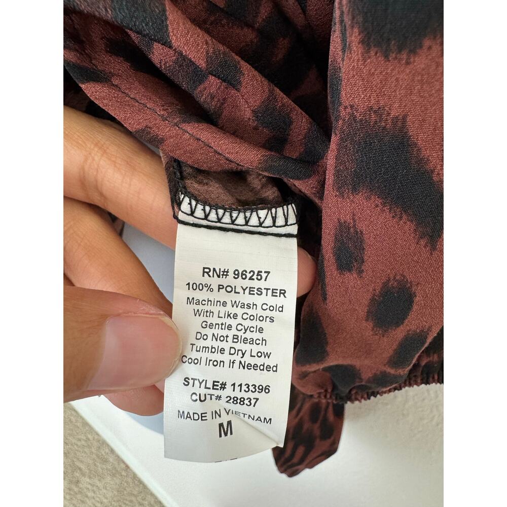 PerSeption Concept Leopard Print Split Neck Blous… - image 3